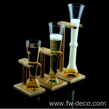 Ale Beer Glass with Wooden Stand